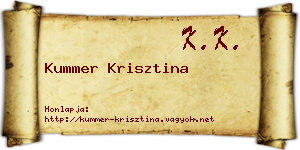 Kummer Krisztina névjegykártya